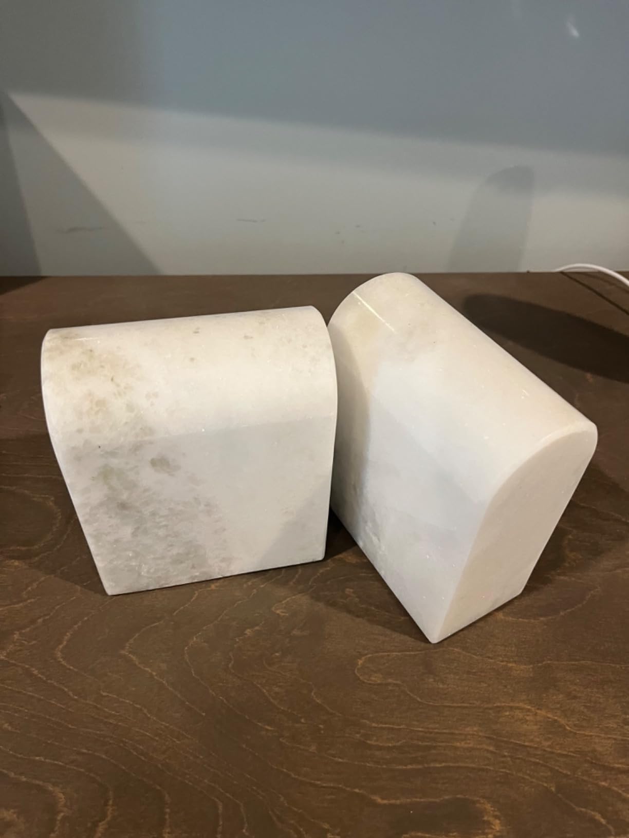 Koville African Natural Marble Bookends for Shelves, Decorative Book Ends, 7lbs Heavy-Duty Marble Book Holders, Bookshelf Apartment Decor for Normal Books/CD/Video Games(Bianco Fiora) customer photo 2