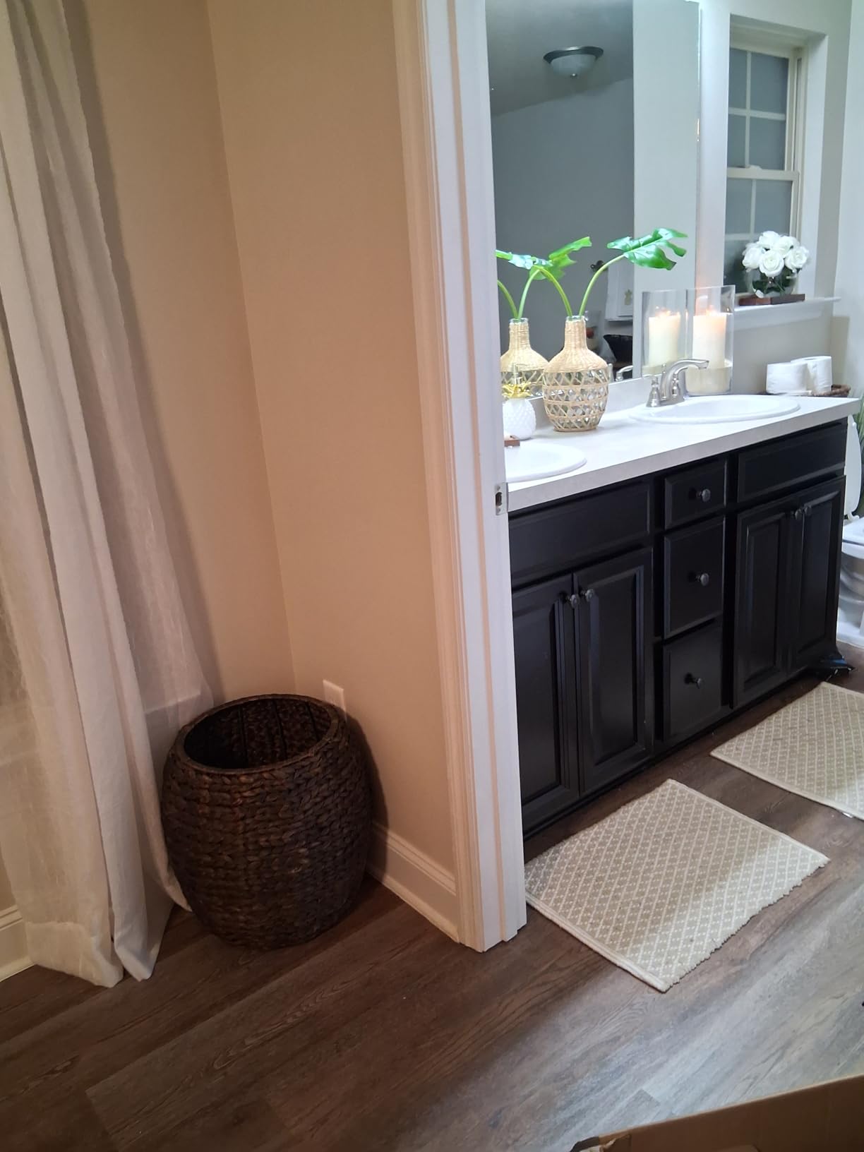 Casafield Round Storage Basket with Lid - Espresso Dark Brown, Handwoven Hyacinth Organizer for Laundry, Blanket, Plants, Bedroom, Living Room, Office customer photo 2
