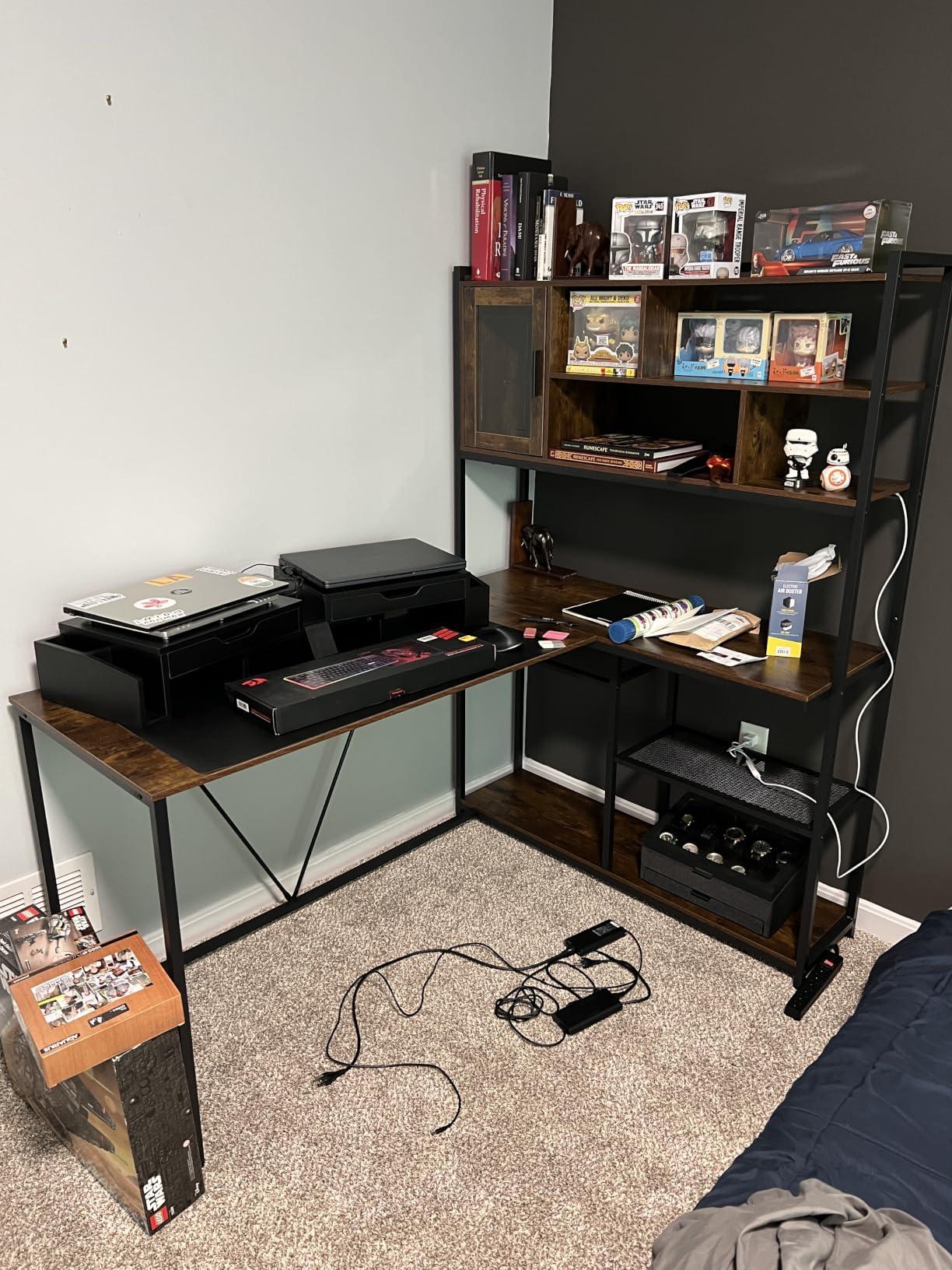 SEDETA L Shaped Computer Desk with Storage Shelves and Bookshelf, White customer photo 2