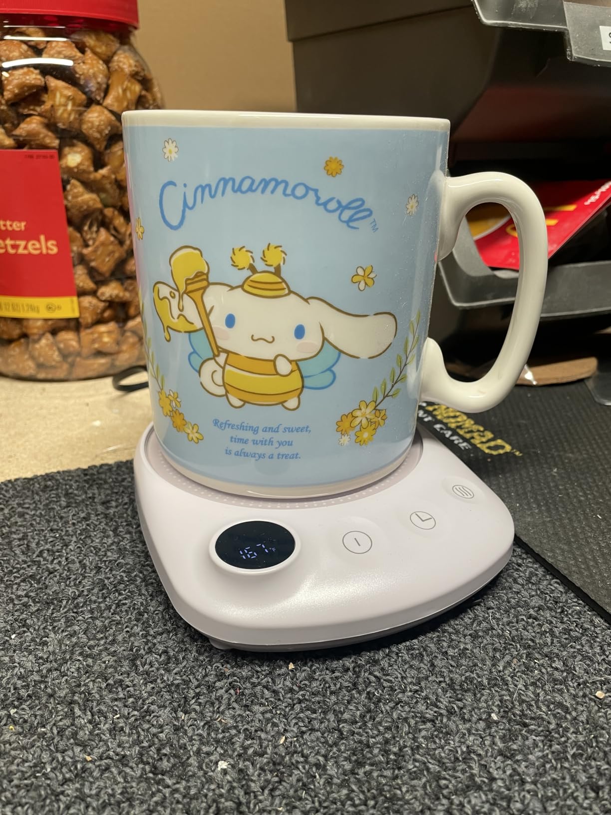Coffee Mug Warmer-Fastest Heating & Highest Temperature, Coffee Cup Warmer for Desk Auto Shut Off, 4 Temp Settings & 1-12H Timer, Smart Electric Mug & Candle Warmer for Coffee, Tea (Black) customer photo 1