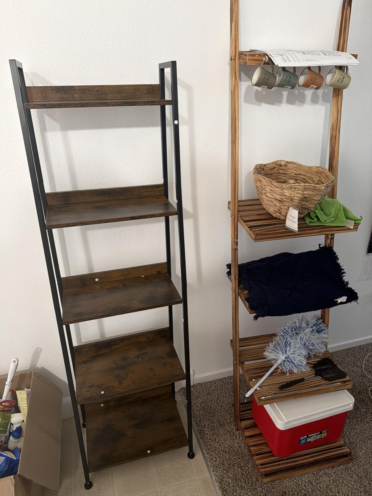 Furologee Ladder Shelf, 5 Tier Bookshelf with Fabric Drawer, Rustic Brown customer photo 1