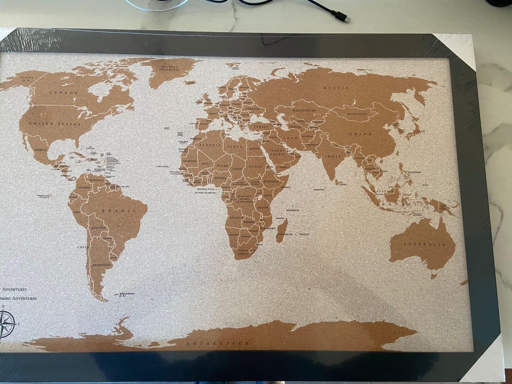 AdventureScape Push Pin World Travel Map, Framed Cork Map Pin Board customer photo 1