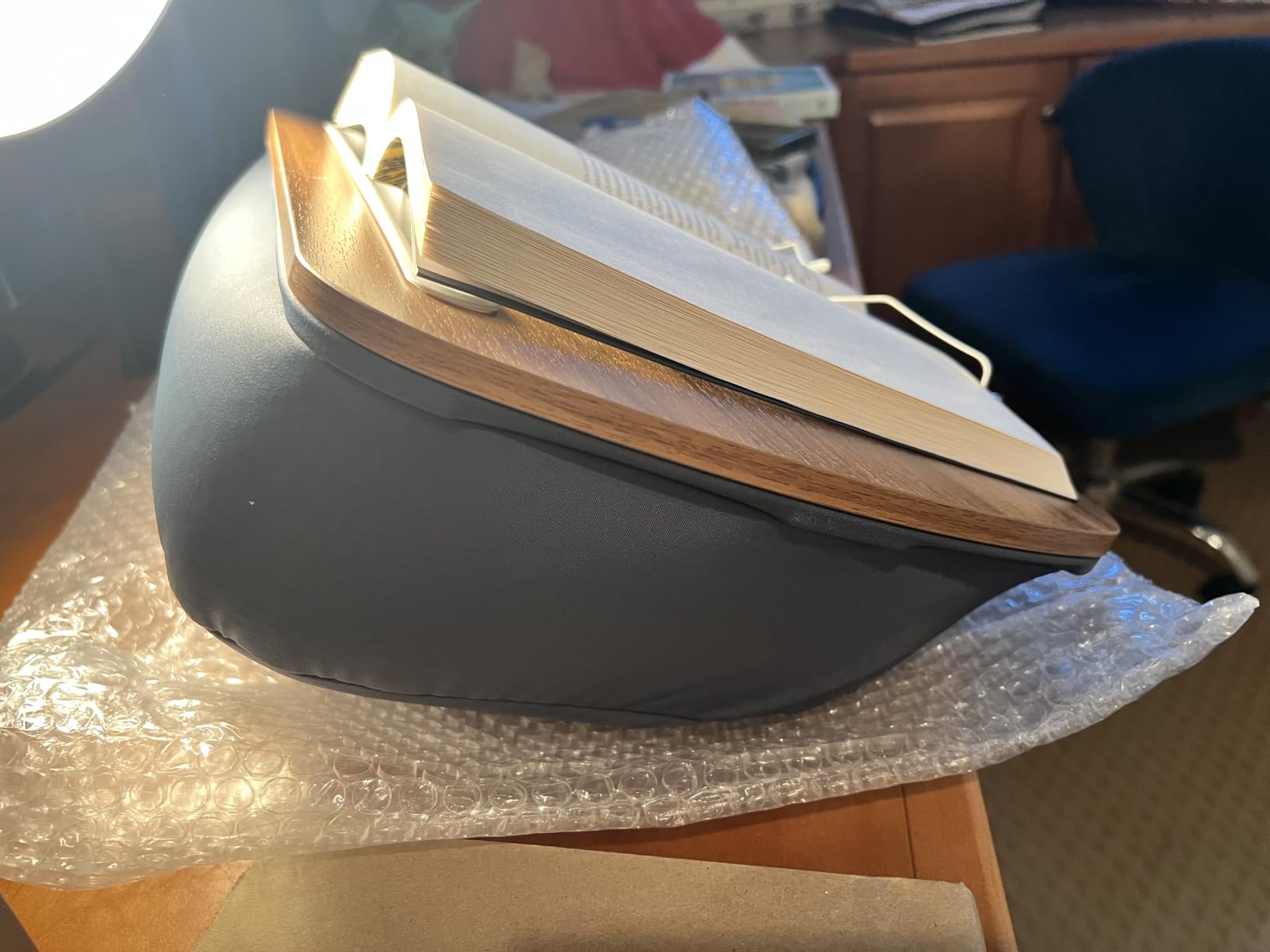 ERGONOV Lap Beanbag Book Stand for Hands Free Reading Comfortable Reading Pillow Stand Minimize Neck Strain Perfect Idea for Book Lovers in Dorm Room or Anywhere Else with Bookseat(Gray) customer photo 2