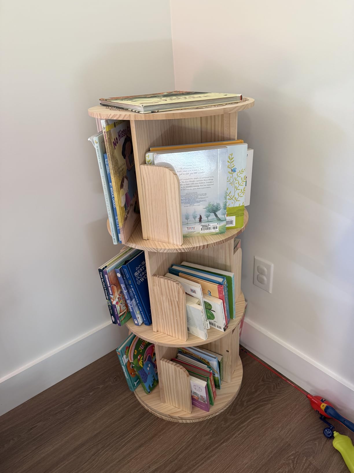 Heehee Wooden Rotating Bookshelf 360 Display Floor Standing Bookcase Storage Rack for Kids&Adults Multi-Functional Bookshelf Organizer (5-Tier) customer photo 1