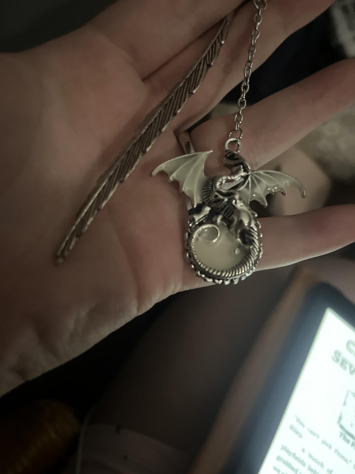 Jeffdad Moon and Stars Luminous Glow in The Dark Butterfly Fantasy Bookmark - Cool Gifts for Women Girls, Silver Stars customer photo 2
