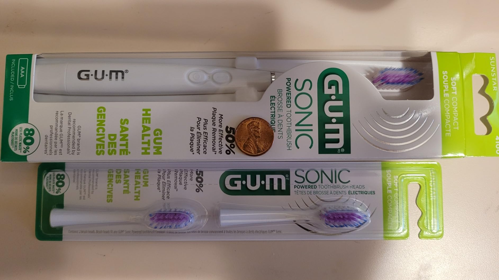 GUM Sonic Powered Toothbrush, White, 1 Handle + 2 Refills customer photo 1
