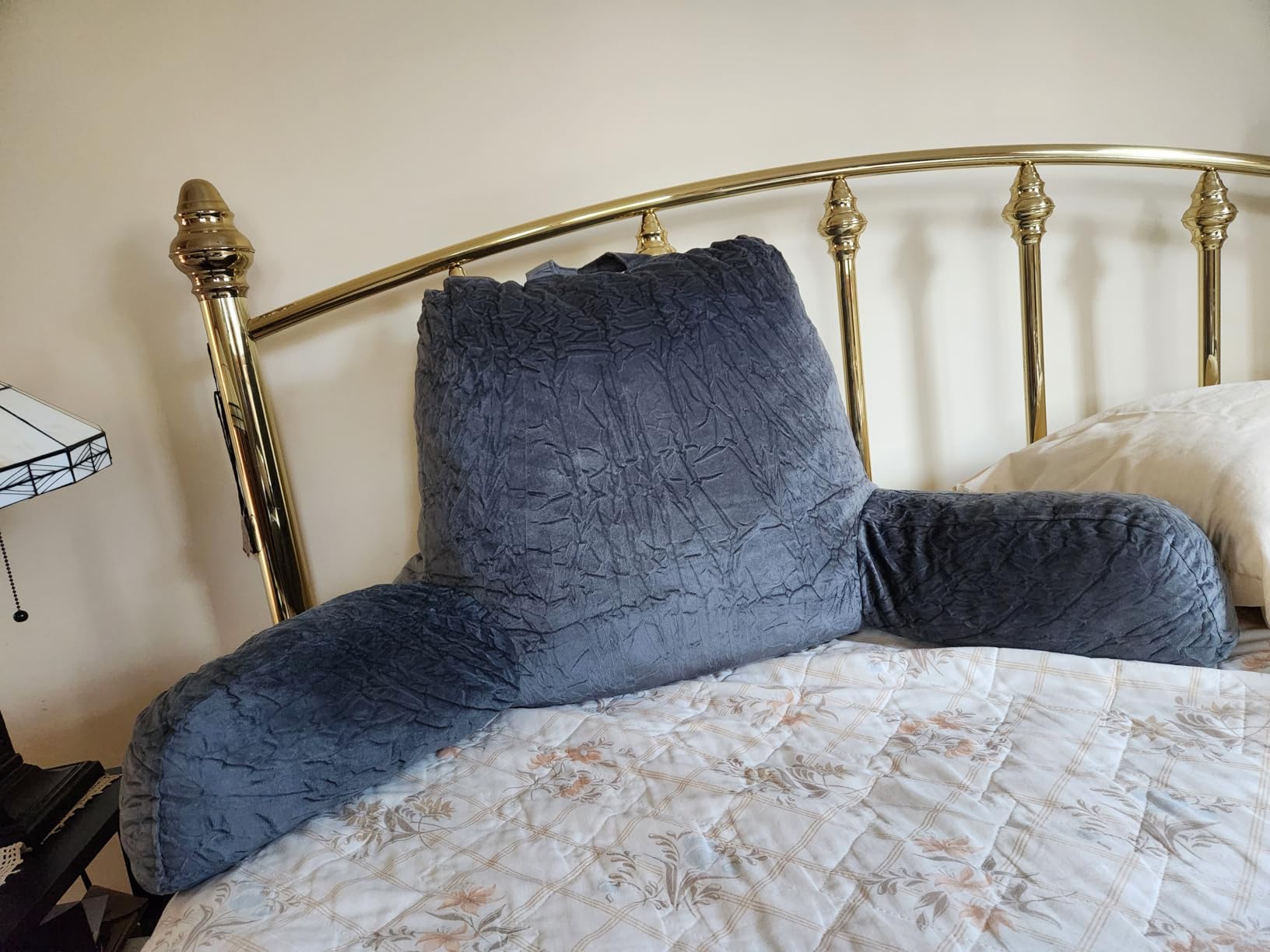 OAISZ Reading Pillow for Sitting in Bed with Shredded Memory Foam, Grey customer photo 1