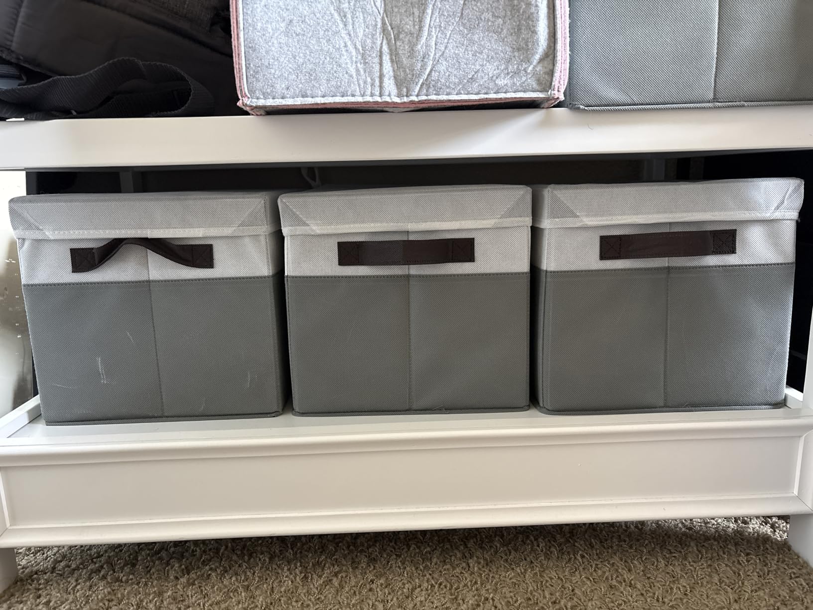 Large Closet Storage Baskets Bins with Lids 4 Pack, Storage Baskets for Organizing Shelves Nursery Bedroom, Home Dorm Closet Organizers Cubes for Clothes Toys Blanket Book - Stackable -14x10x9.5 customer photo 2
