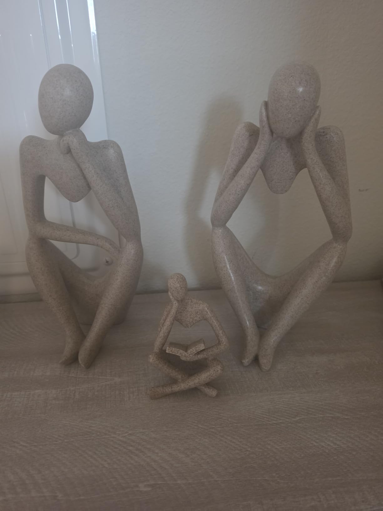 UTTCMK Bookshelf Decor Thinker Statue - Abstract Art Reading Thinker Sculpture Figurine Aesthetic, Modern Home Decoration for Living Room Office Shelves Coffee Table Desk Decor(Beige) customer photo 1