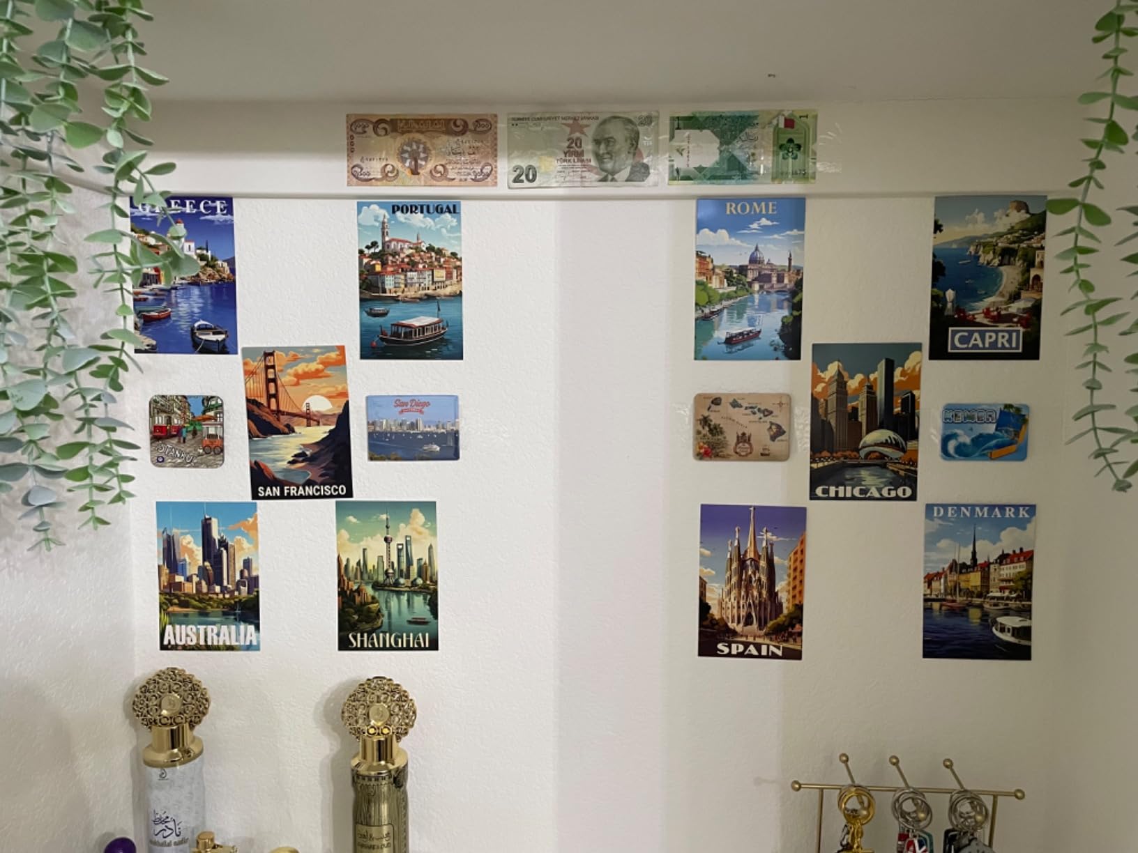 97 Decor Vintage Travel Wall Art, 35 City Postcard Prints, 4x6 customer photo 1
