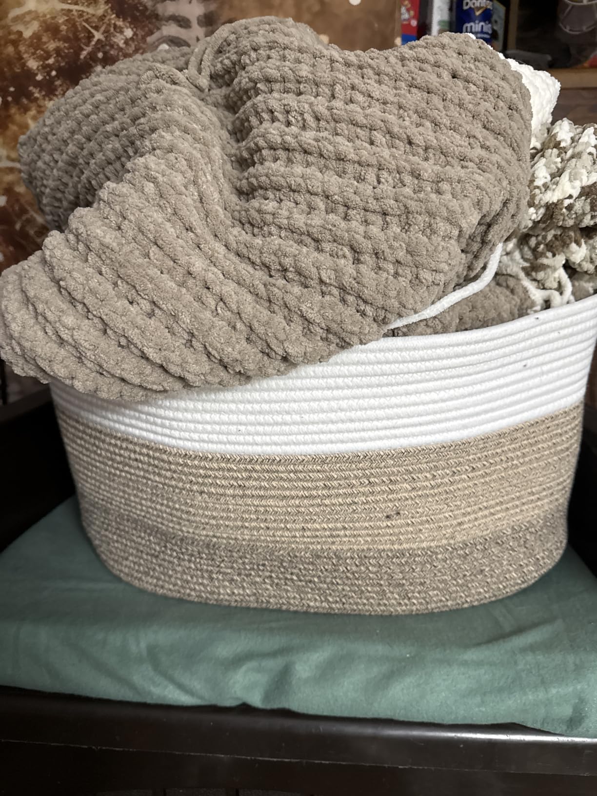 Artfeel Blanket Basket,Rectangle Woven Baskets for Storage,65L Laundry Basket for Decorative Nursery Blanket,Toys,Dirty Clothes and Magazine in Shelves,Baby Room,and Living Room customer photo 1