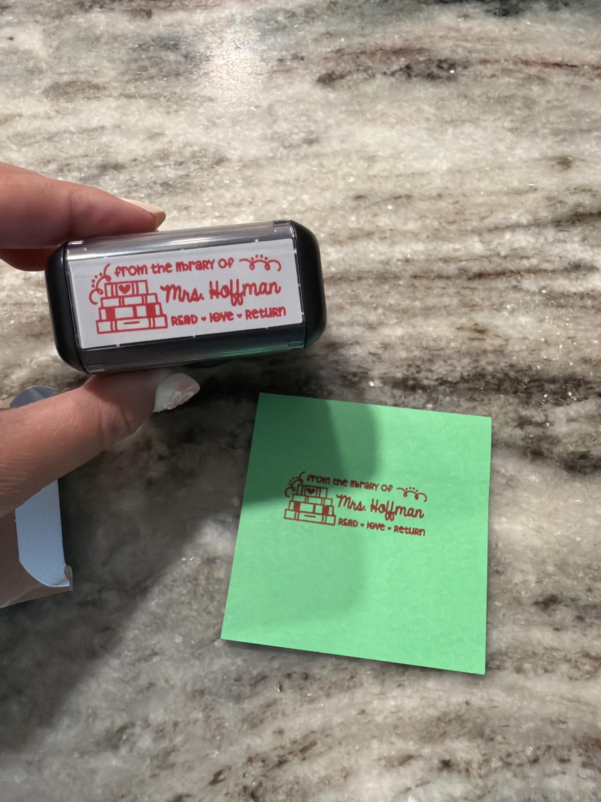 ExcelMark Personalized Teacher Stamp - Teacher Book Stamp - Available in 11 Colors (Medium) customer photo 2