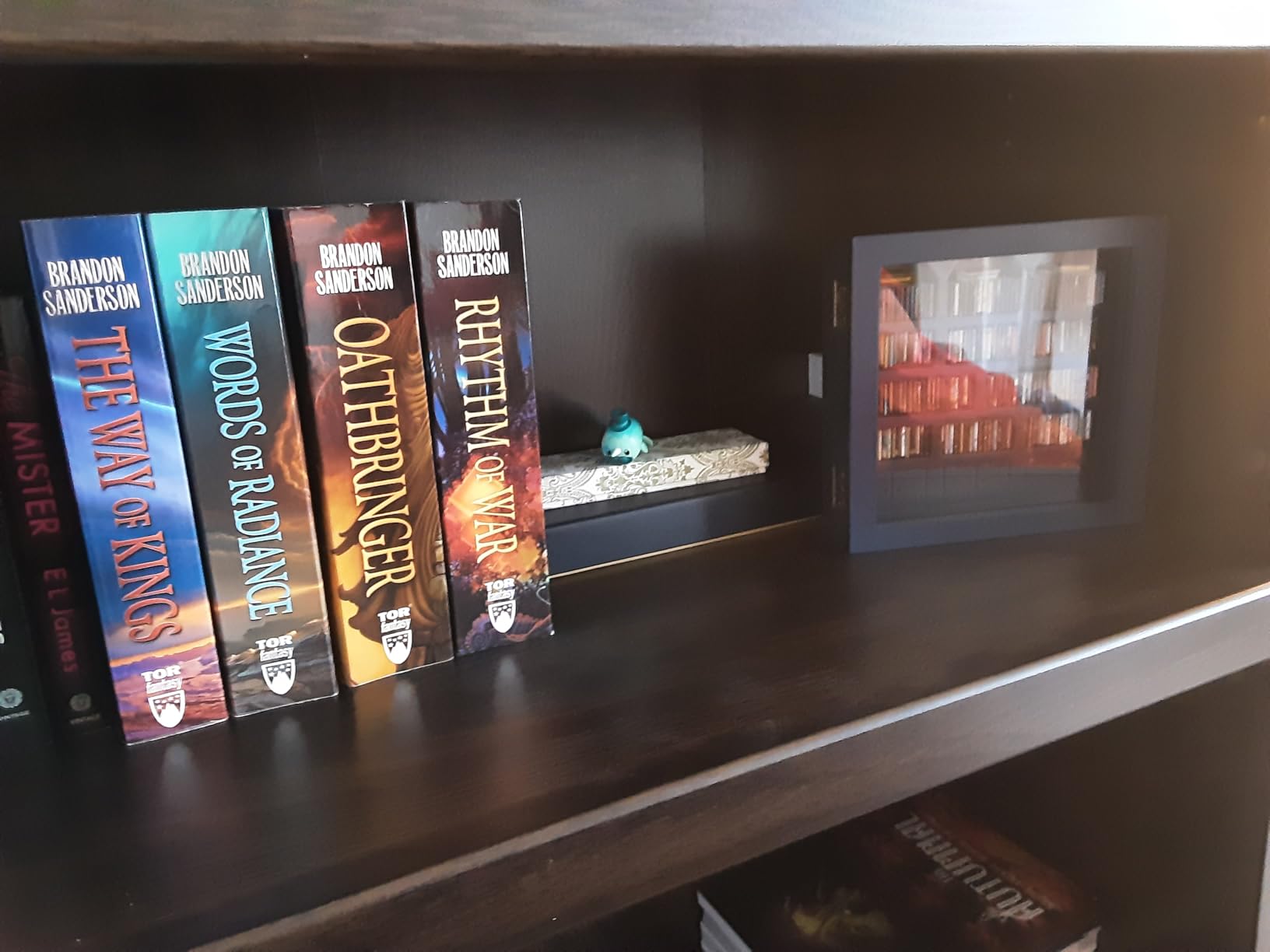 Anxiety Bookshelf – Mini Books Display for Stress Relief and Fun Decor, Perfect Decorative Miniature Library for Book Lovers, Ideal for Home Decor, Office Décor, and Thoughtful Gift - Walnut customer photo 1