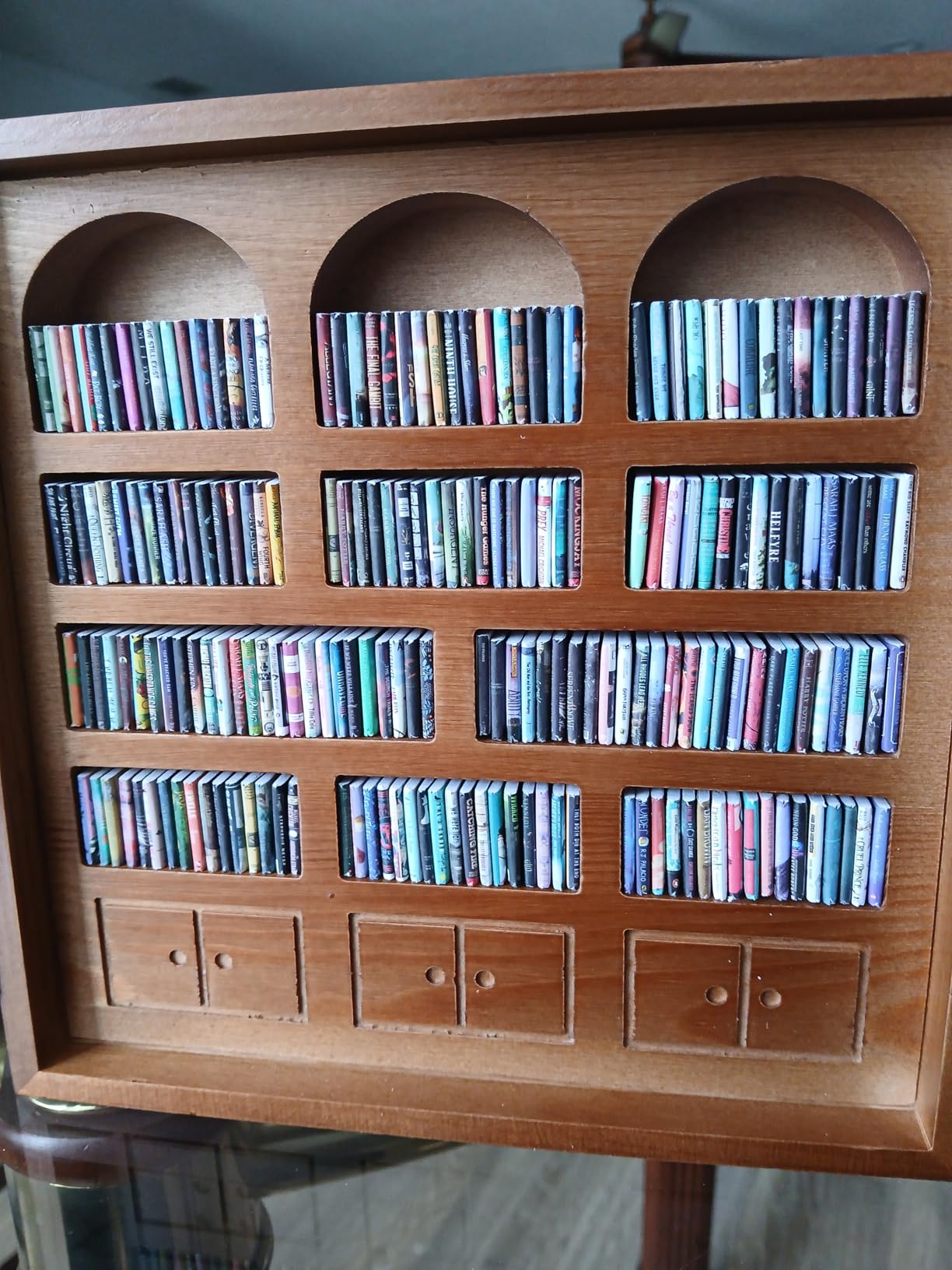 Anxiety Bookshelf – Mini Books Display for Stress Relief and Fun Decor, Perfect Decorative Miniature Library for Book Lovers, Ideal for Home Decor, Office Décor, and Thoughtful Gift - Walnut customer photo 2