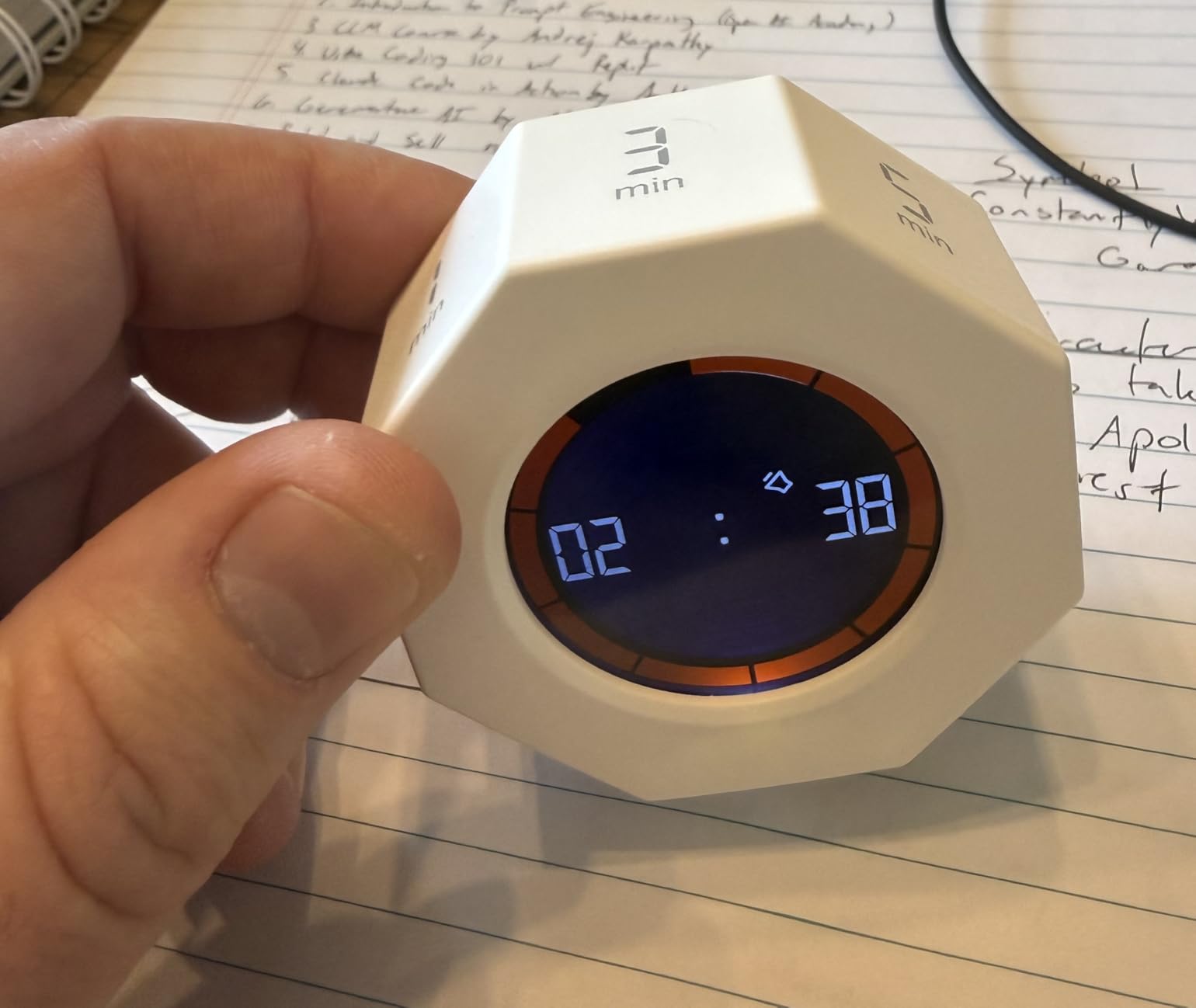 Rechargeable Pomodoro Timer, Small Gravity Timer (Pearl White) customer photo 1