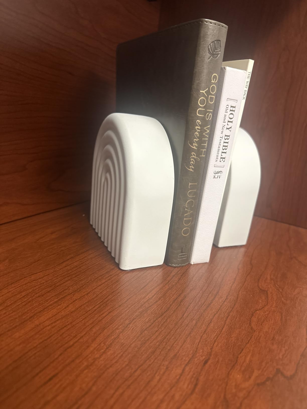 Decorative Concrete Bookends for Heavy Books - Stylish Set of 2, Anti-Slip customer photo 2