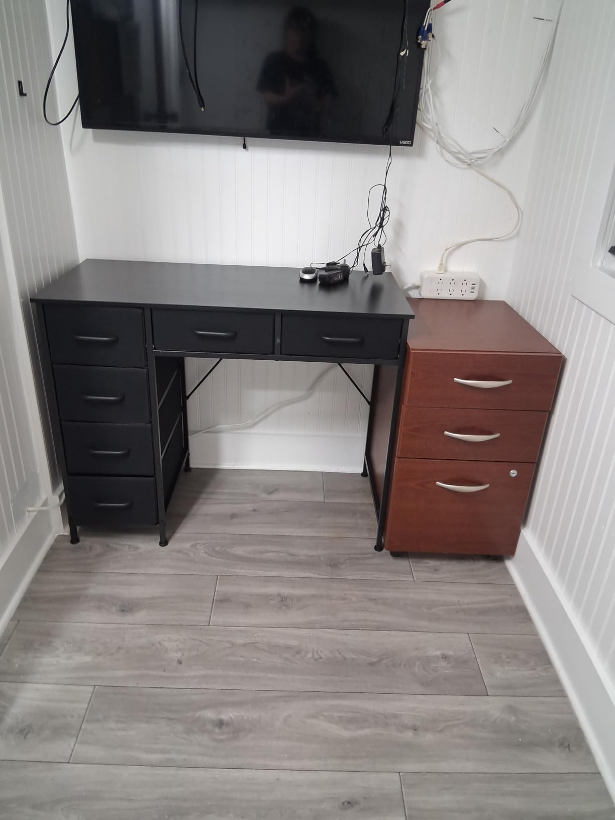 ODK 40 Inch White Computer Desk with 6 Drawers customer photo 2