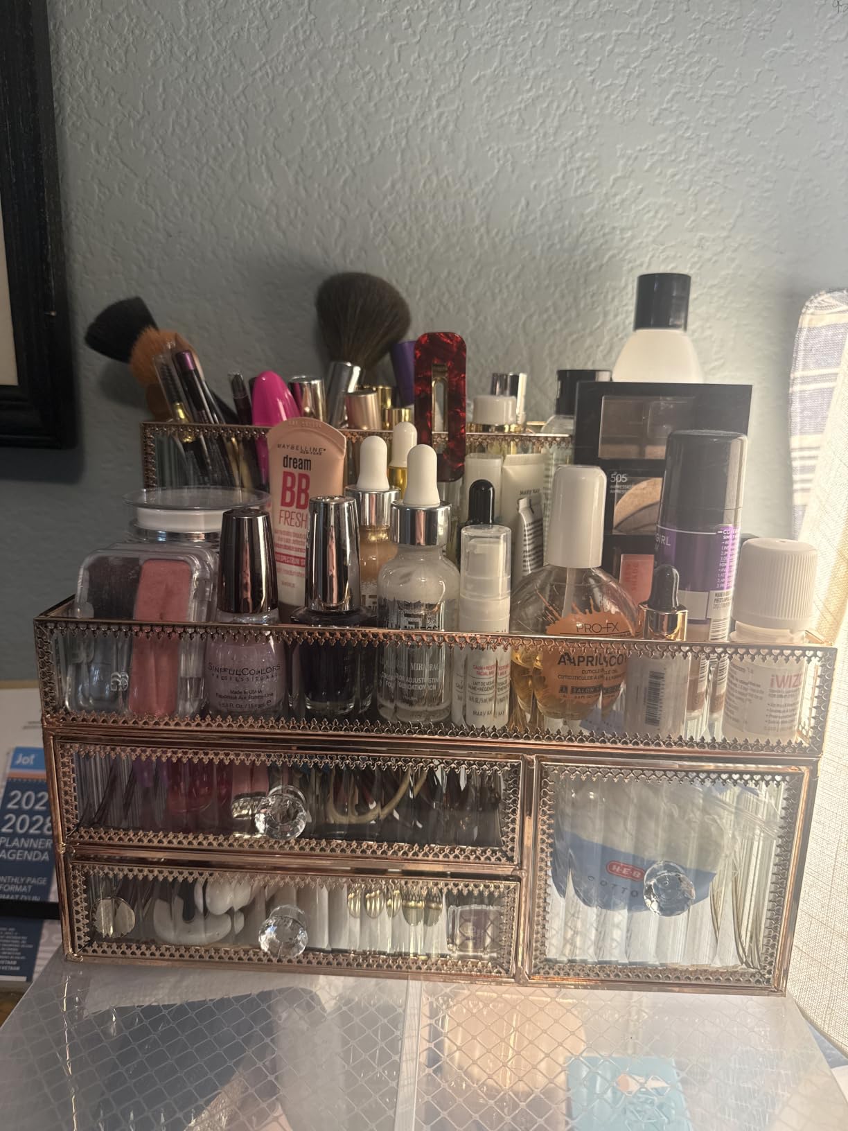 Youdepot Blue Tempered Glass Makeup Organizer customer photo 1