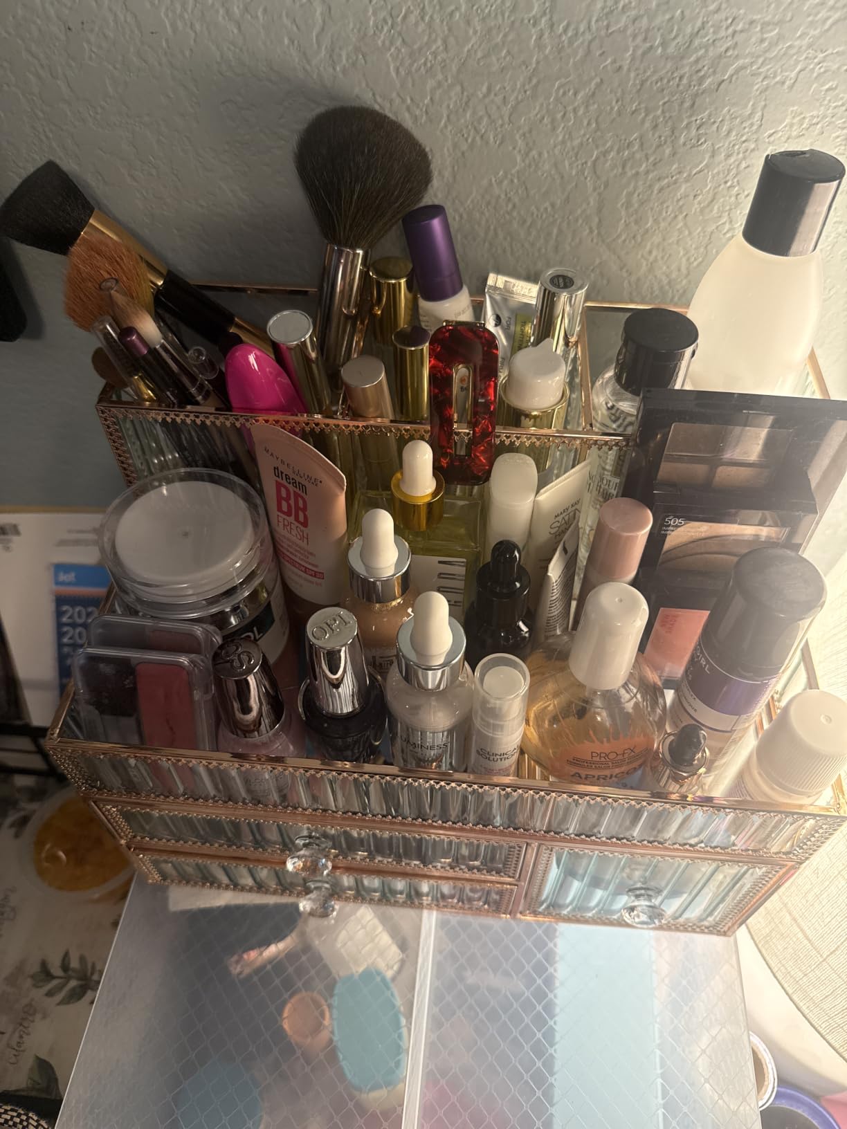Youdepot Blue Tempered Glass Makeup Organizer customer photo 2