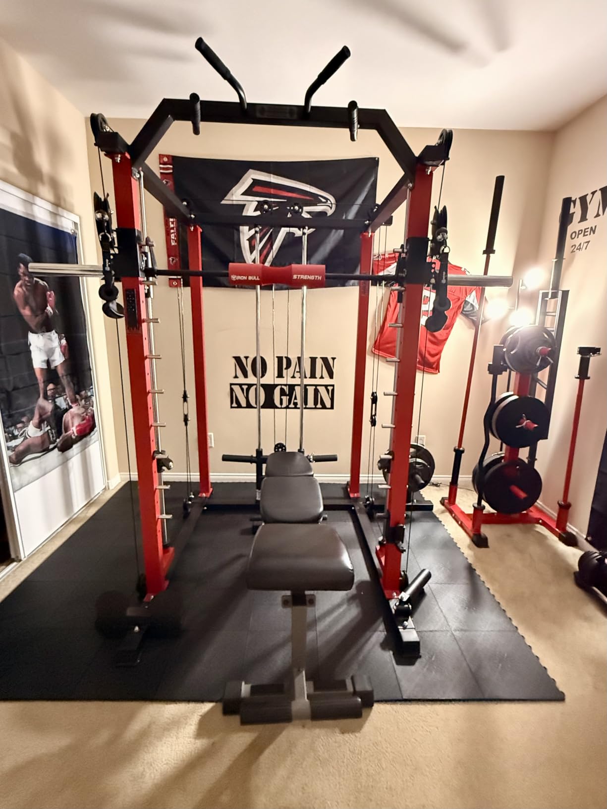 JELENS M21 Smith Machine, Multi-Function Power Cage with Dual Pulley Cable Crossover System, 2000LBS All-in-One Squat Rack with Smith Bar and Attachments customer photo 1