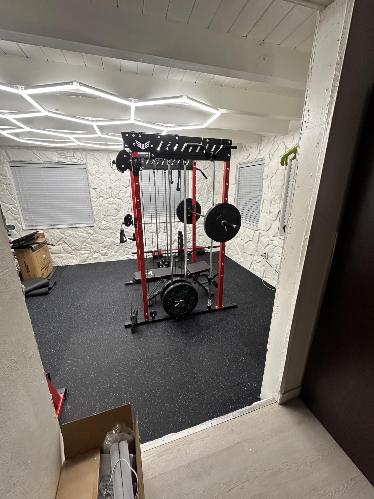JELENS M21 Smith Machine, Multi-Function Power Cage with Dual Pulley Cable Crossover System, 2000LBS All-in-One Squat Rack with Smith Bar and Attachments customer photo 2
