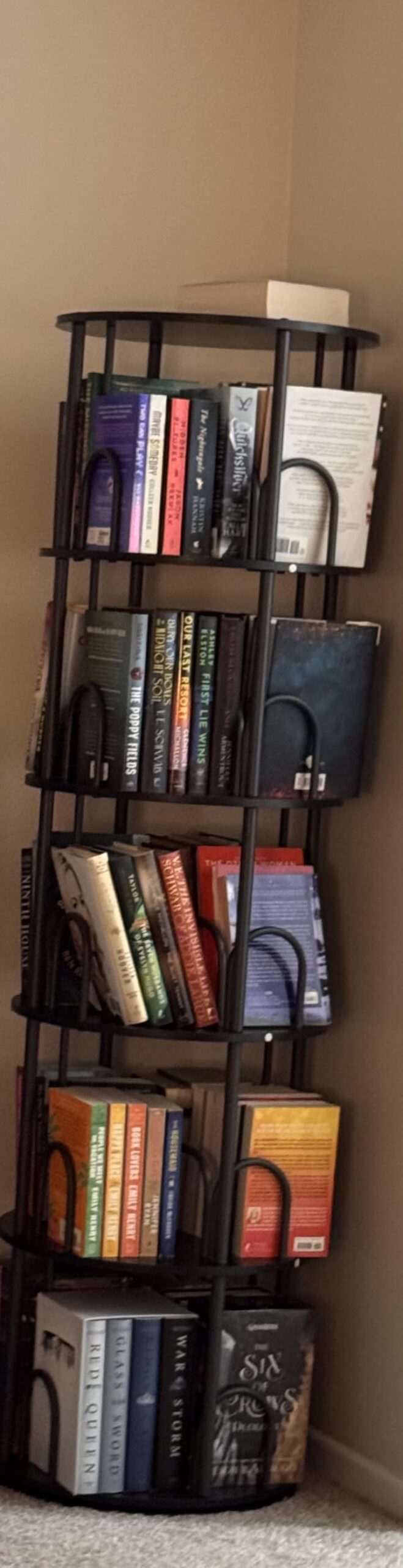 Aheaplus 6 Tier Rotating Bookshelf Tower, Revolving Bookcase, Rustic Brown customer photo 1