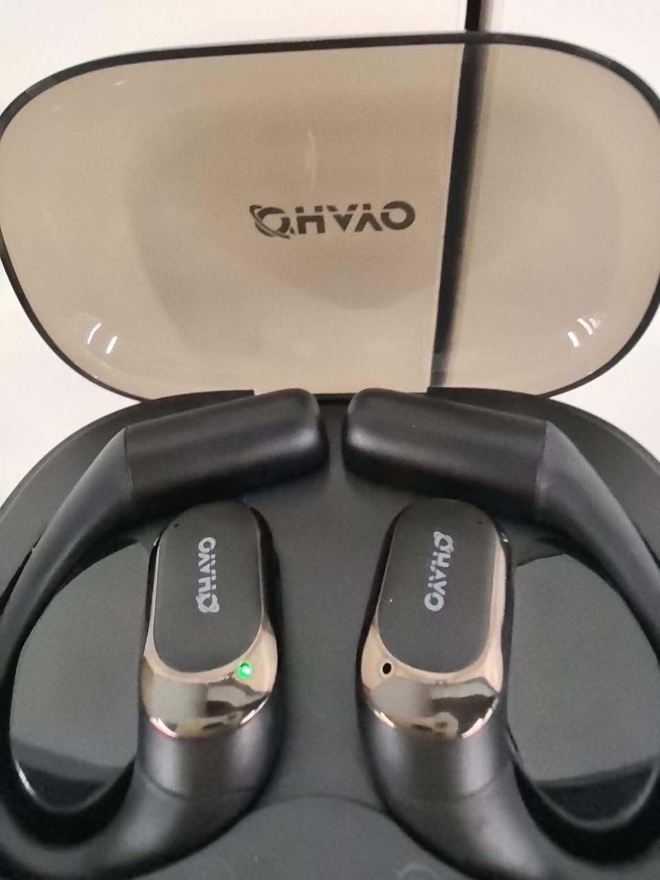 OHAYO Open Ear Headphones,Earbuds with Ergonomic Earhook,Bluetooth Headphones 5.4 with Smart Digital Display,40H Playtime,IPX6 Waterproof,Touch Control Earphones Fit Cycling,Running,Workout(Beige) customer photo 1