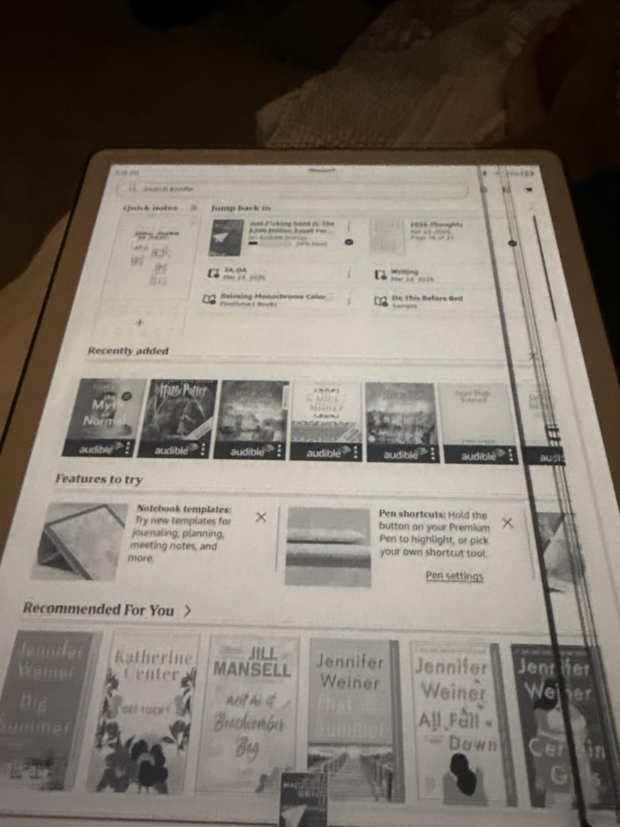 Amazon Kindle Scribe 64GB (newest model) — 11” display with front light, paper-like feel, and no distractions — Write in notebooks, docs, and books. Pen included - Graphite customer photo 2
