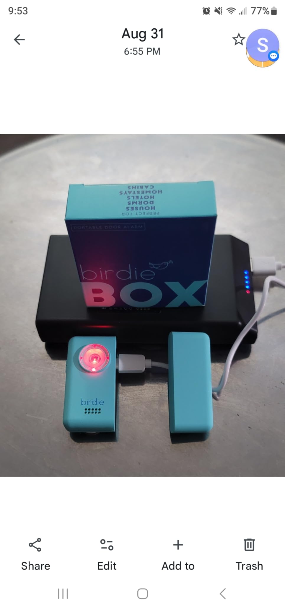 She's Birdie - The Original Personal Safety Door Alarm for Travel, At Home, or Window Security - Portable, Loud Siren, Flashing Light Alert + Built in Flashlight, Rechargeable, Rental Safe (Aqua) customer photo 1