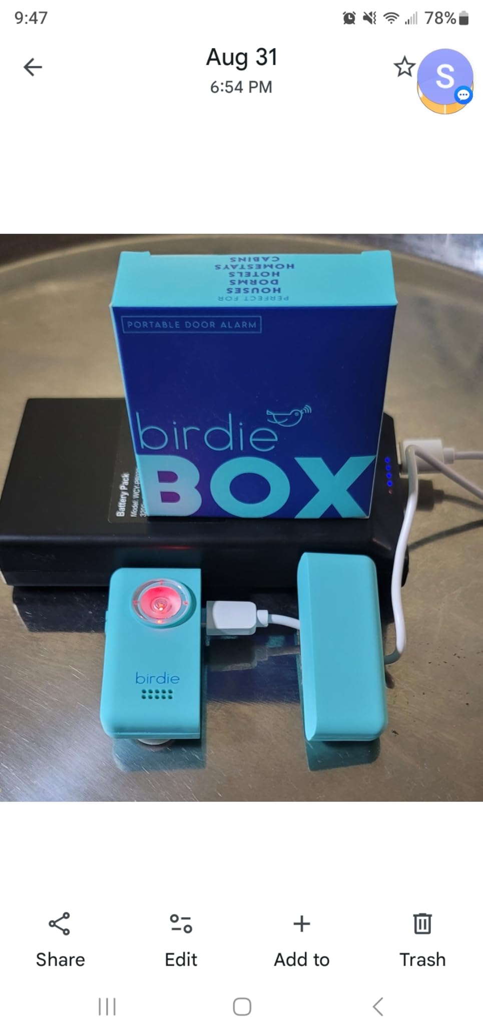 She's Birdie - The Original Personal Safety Door Alarm for Travel, At Home, or Window Security - Portable, Loud Siren, Flashing Light Alert + Built in Flashlight, Rechargeable, Rental Safe (Aqua) customer photo 2
