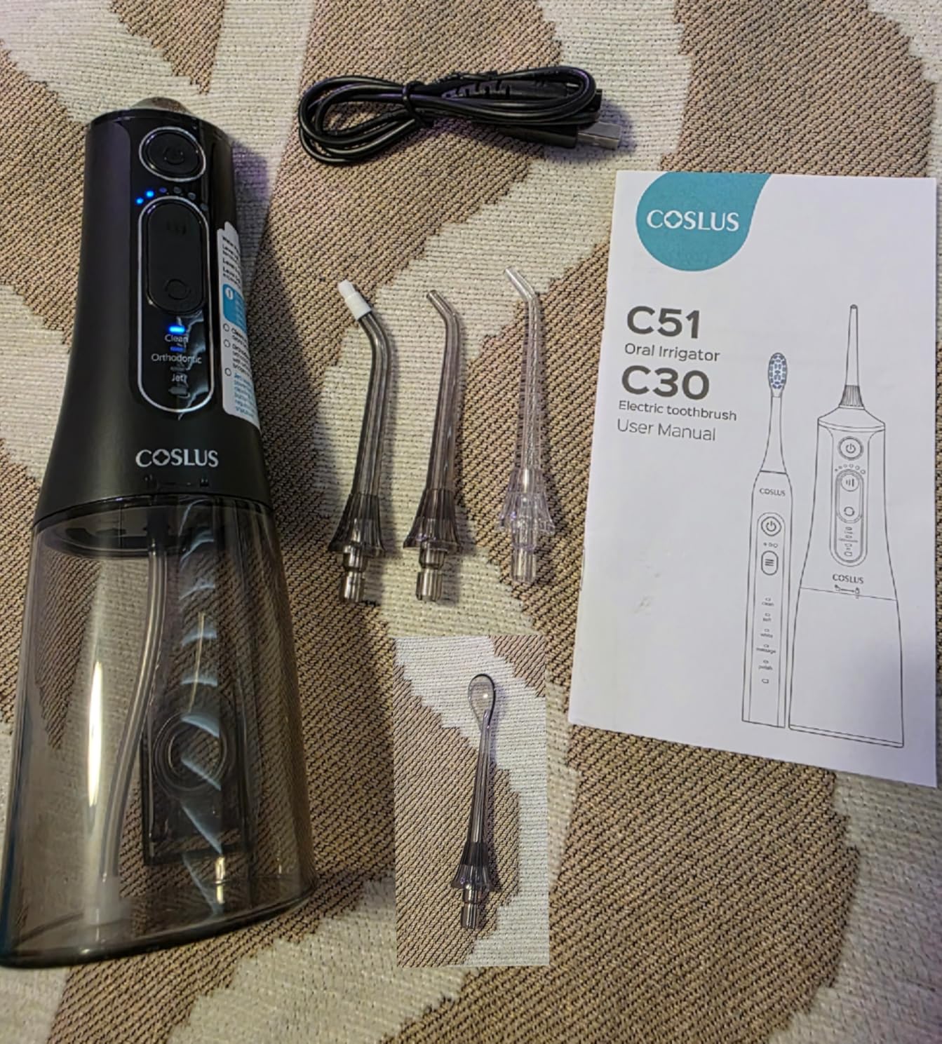 COSLUS C51C30 Water Flosser Electric Toothbrush Combo, 2-1 Oral Clean Kit customer photo 2