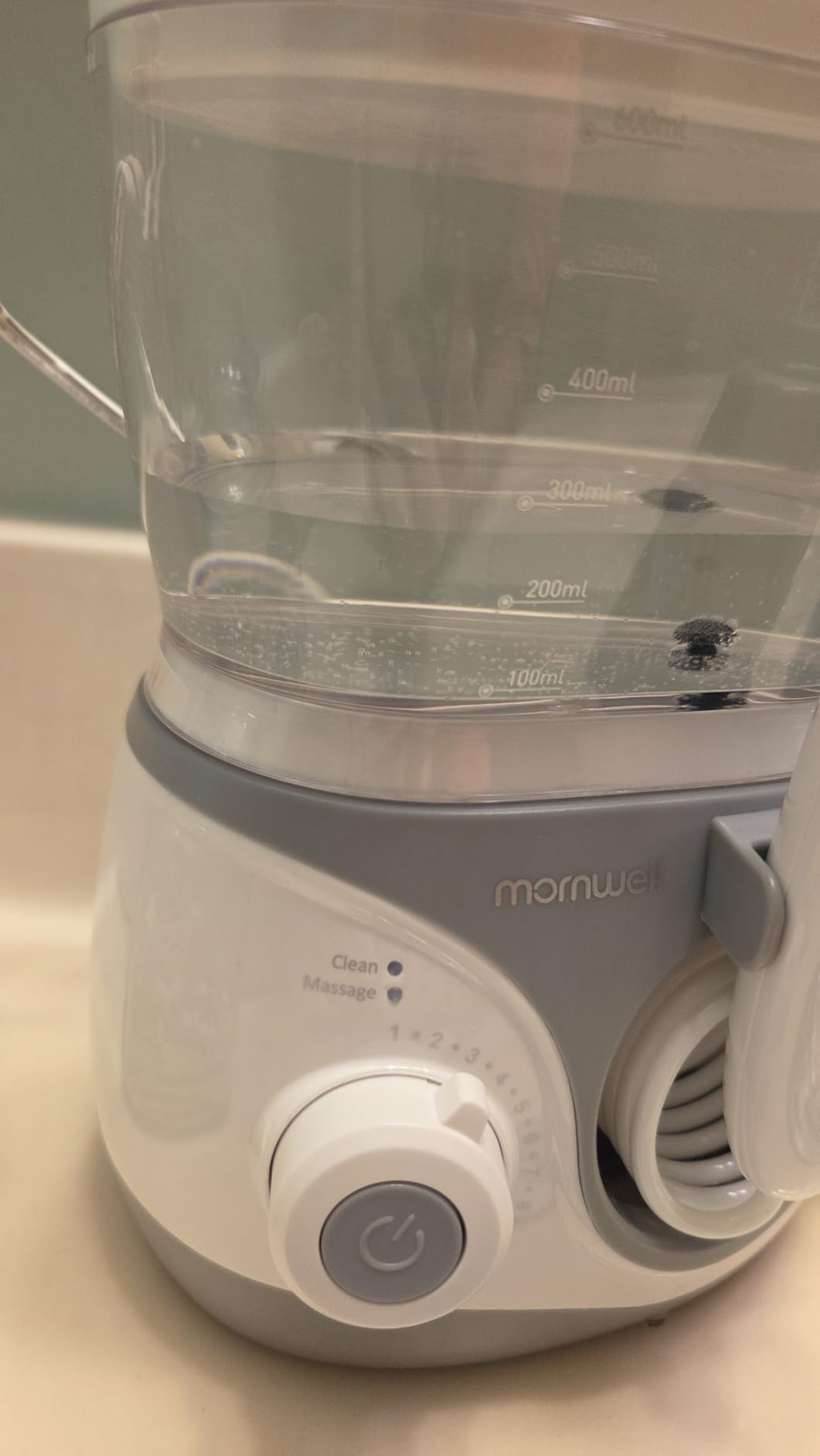Mornwell Water Dental Flosser for Teeth, 2 Modes and 10 Adjustable Pressure Oral Irrigator for Braces, 8 Multi-Functional Tips for Family, Multiple Users, Home Use, White customer photo 1