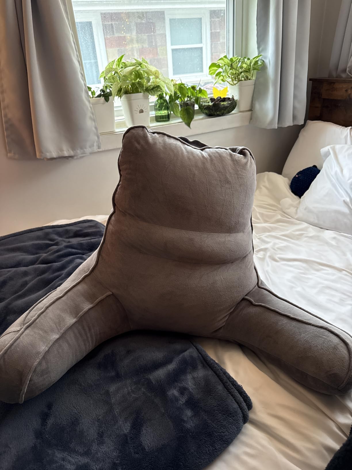 Sasttie Reading Pillow for Bed, Back Pillow for Sitting Up, Dark Grey customer photo 1