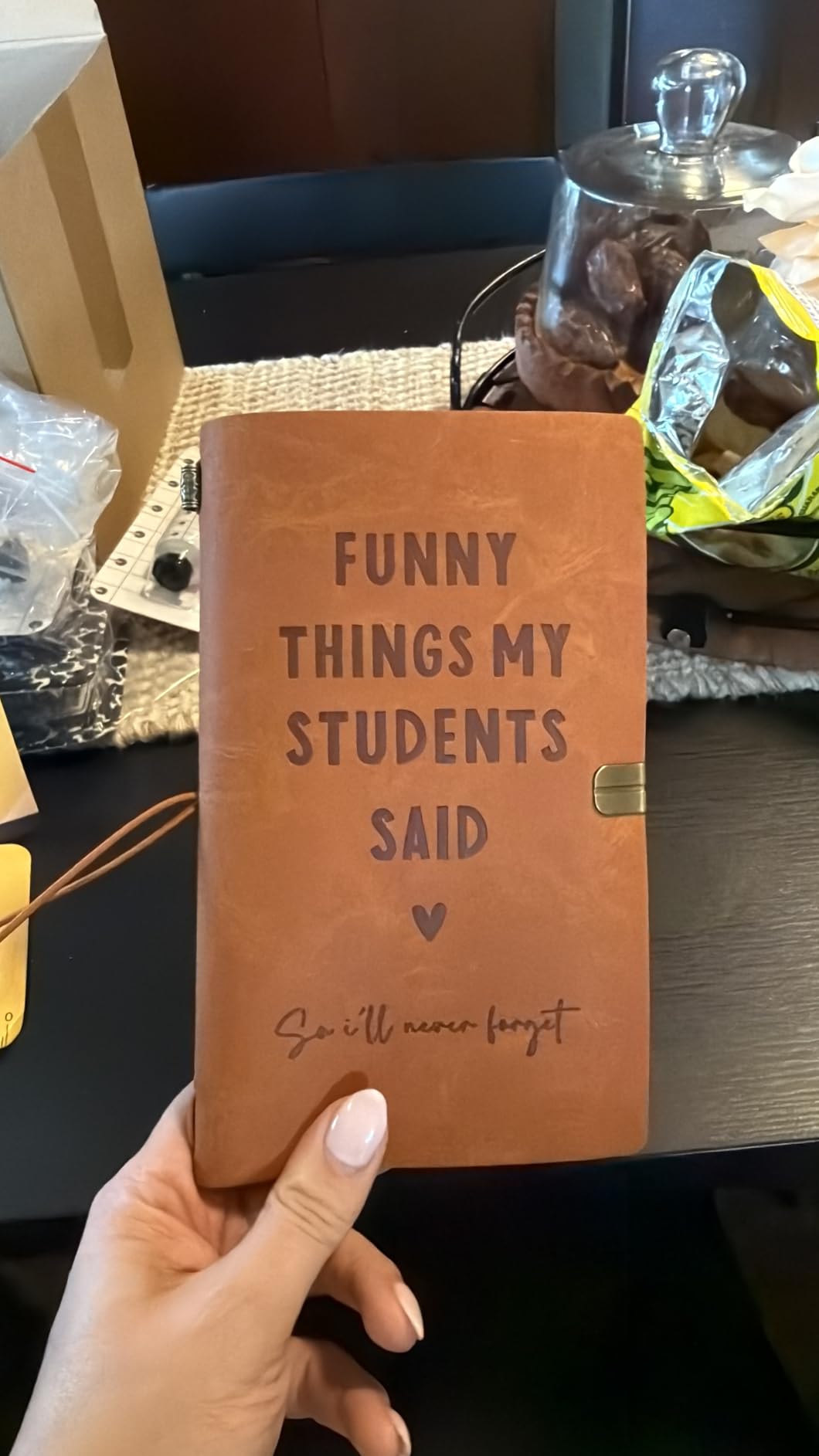 Afterprints Teacher Gifts –“Funny Things My Students Said” Leather Notebook customer photo 1