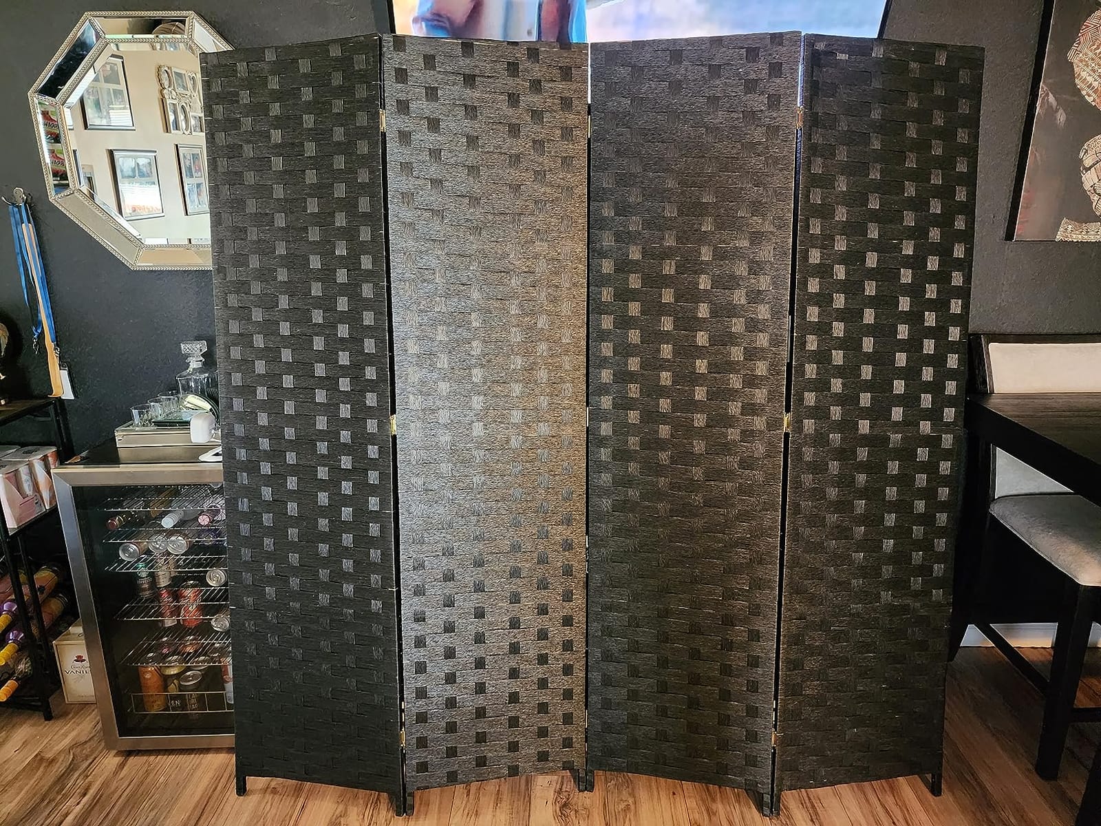 FDW 4-Panel Folding Room Divider | 6ft, Coal Black | Light & Portable customer photo 2