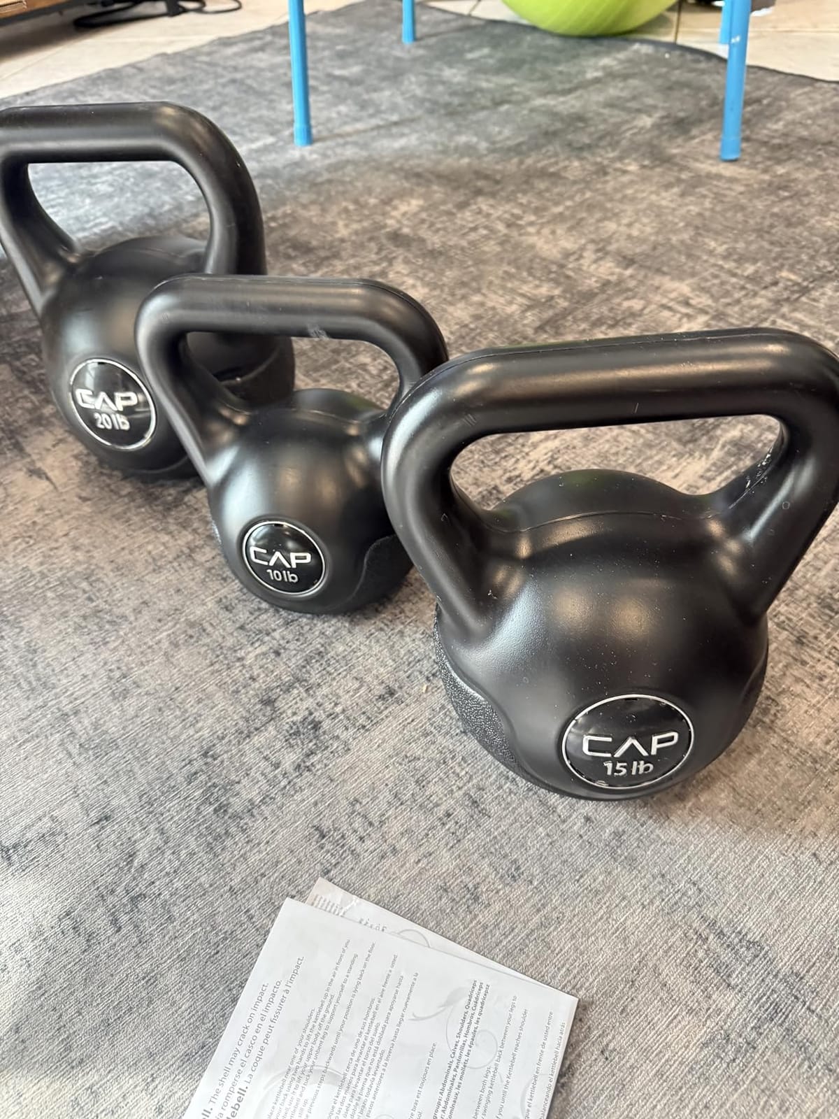 CAP Barbell 45 LB Cement Kettlebell Set – 10 lb, 15 lb & 20 lb Vinyl-Coated Kettlebells for Strength Training, Cardio, Cross Training & Home Gym Workouts customer photo 1