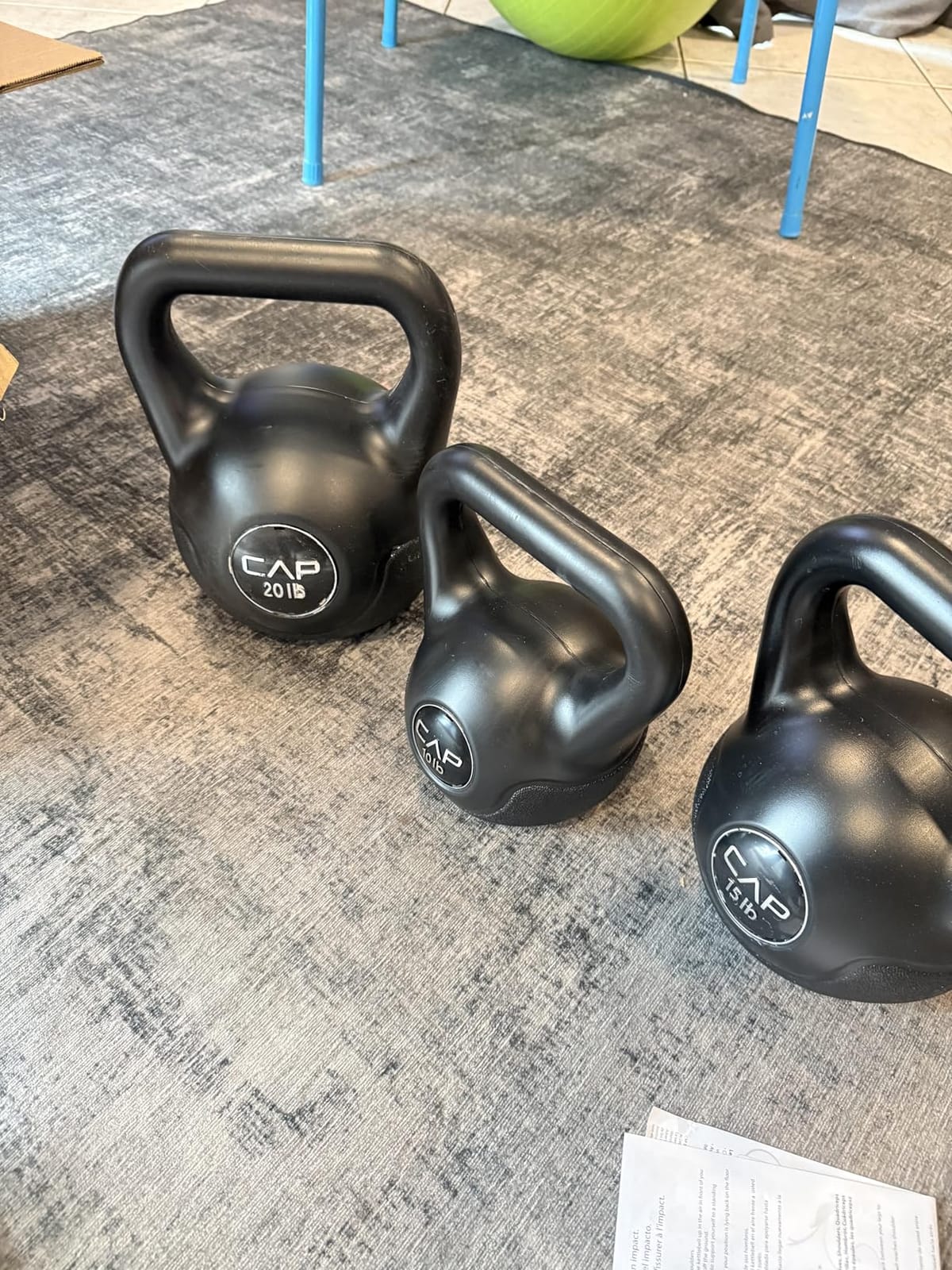 CAP Barbell 45 LB Cement Kettlebell Set – 10 lb, 15 lb & 20 lb Vinyl-Coated Kettlebells for Strength Training, Cardio, Cross Training & Home Gym Workouts customer photo 2