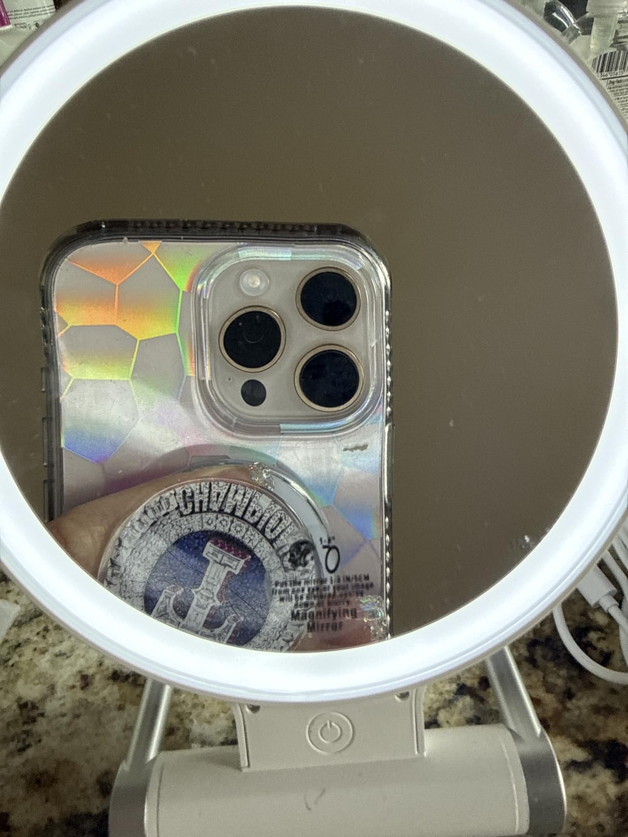 B Beauty Planet Magnifying Mirror with Light 30X, 2000mAh 1X/ 30X Magnifying Makeup Mirror with Standable Base & Tweezers, 3 Color Modes with Adjustable Brightness& Smart Display, Foldable for Travel customer photo 1