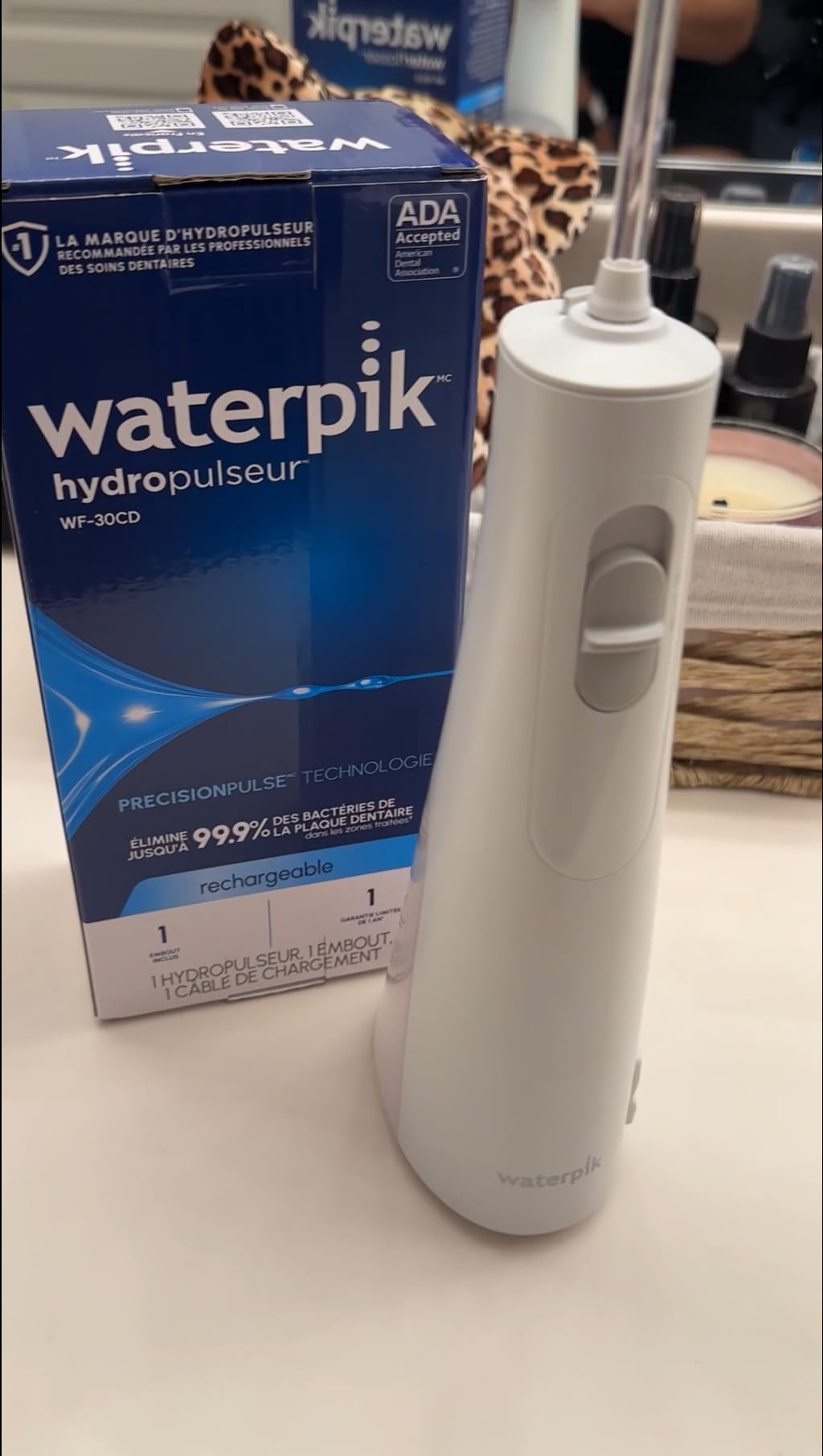 Waterpik Cordless 1100 Rechargeable Portable Water Flosser for Teeth Cleaning and Flossing, Travel, Braces Care, Healthier Gums, Waterproof for Shower, ADA Accepted, WF-30CD Black, Packaging May Vary customer photo 2