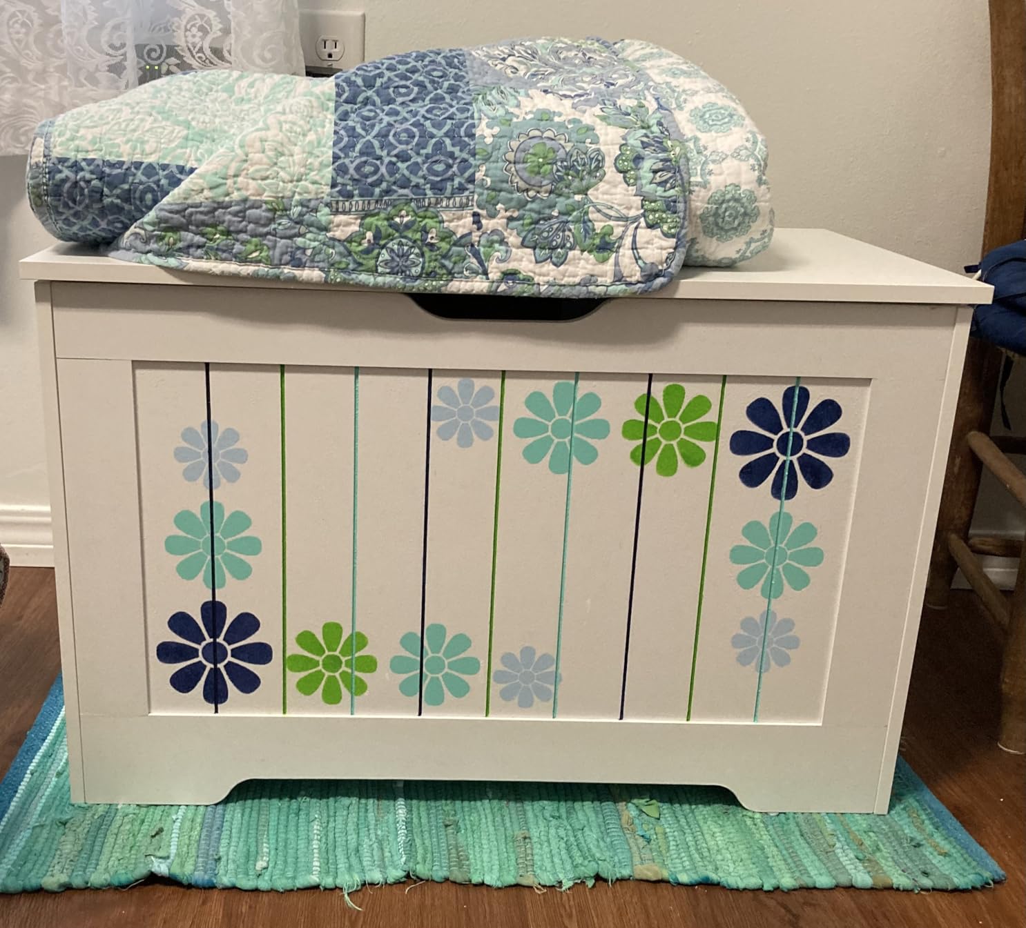 VASAGLE Boho Storage Bench with Rattan Look, Rounded Corners customer photo 2