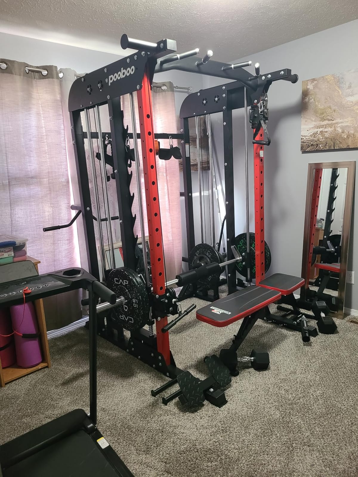 pooboo Power Cage Smith Machine with 2000LB Squat Rack Cable System customer photo 1