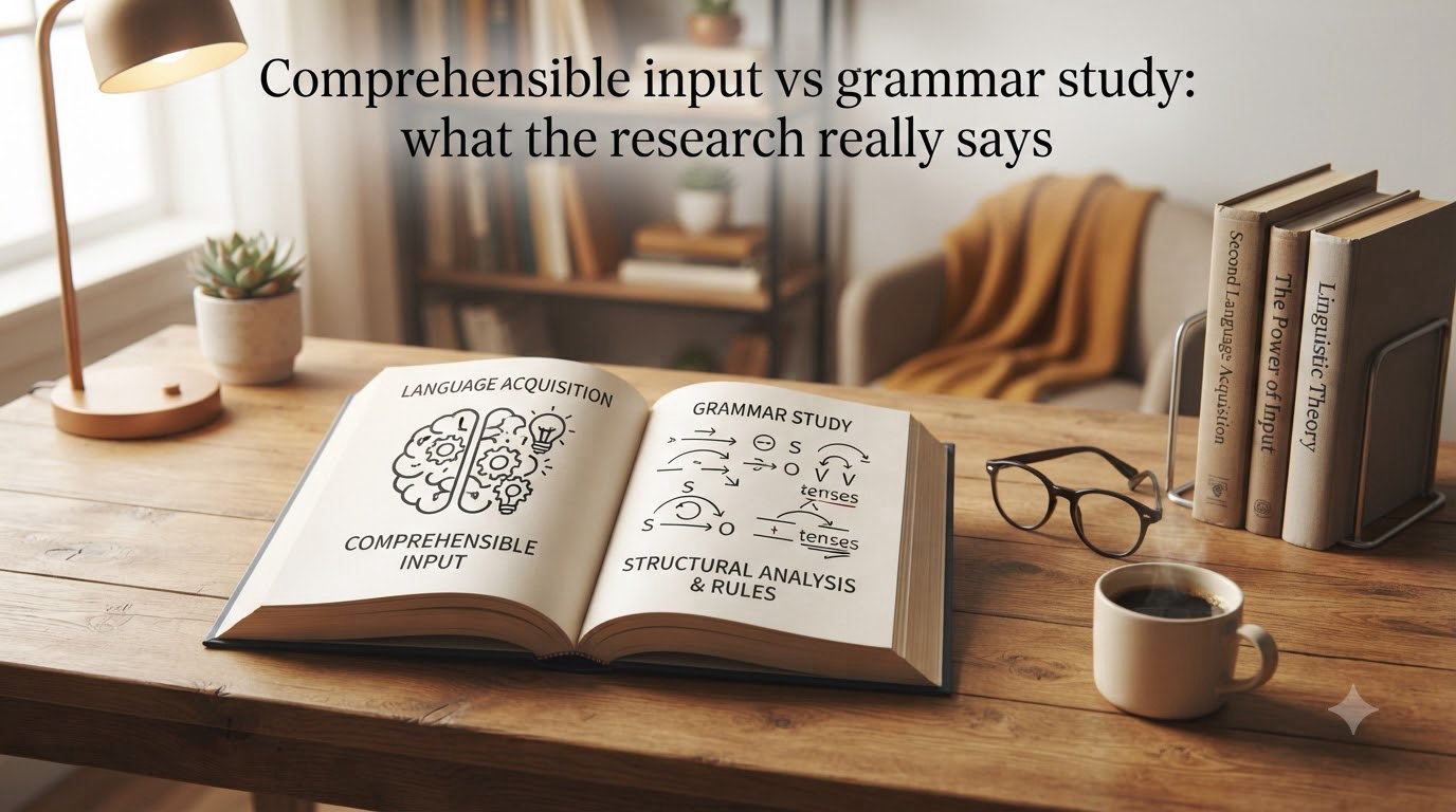 Comprehensible input vs grammar study: what the research really says