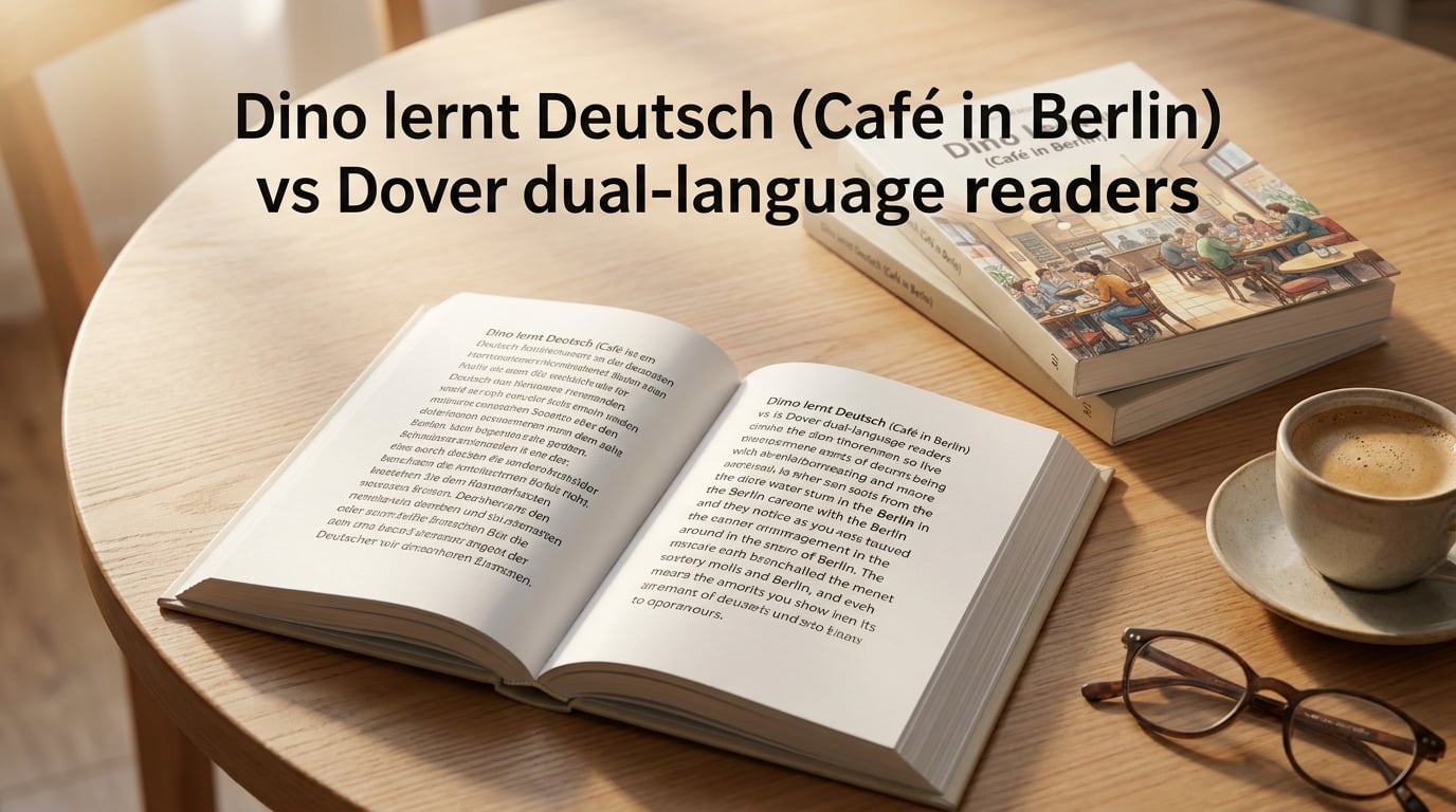 Dino lernt Deutsch (Café in Berlin) vs Dover dual-language readers